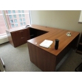 Med Oak C / U Suite Desk w 2 Drawer Lateral File